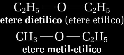 è R O R La nomenclatura degli eteri si basa sul nome, in ordine