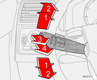 02 Strumenti e comandi Leva volante sinistra Posizioni della leva del volante mente o automaticamente con il movimento del volante.