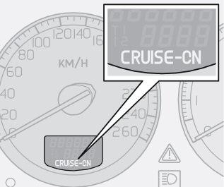 Il display visualizza CRUISE-ON. Il regolatore elettronico della velocità non può essere inserito a velocità inferiori a 30 km/h o superiori a 200 km/h.