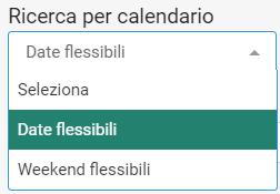 R i c e r c a d i v o l i R i c e r c a p e r c a l e n d a r i o Utilizzare la Ricerca per calendario per cercare delle opzioni di volo con Date flessibili o Weekend flessibili.