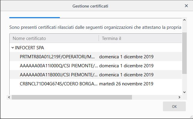 Certificato Digitale (3 di 3) Avete già un