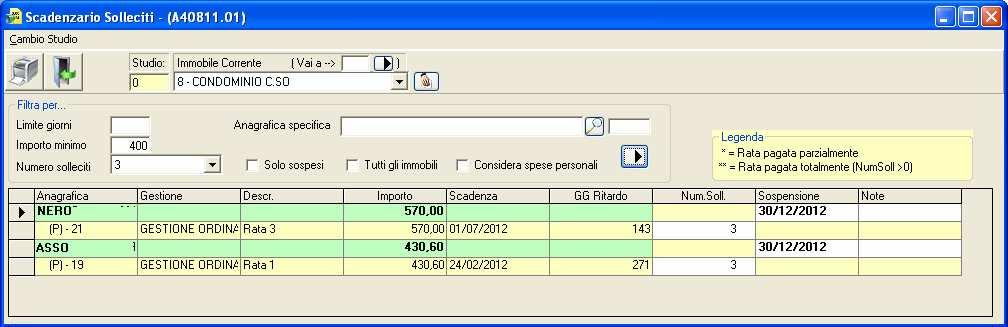 - Importo minimo: è possibile inserire l importo minimo di ritardato pagamento a partire dal quale si desidera l elenco dei soggetti.