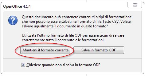 csv) (*csv) 3. Quindi salvare con Salva 4.