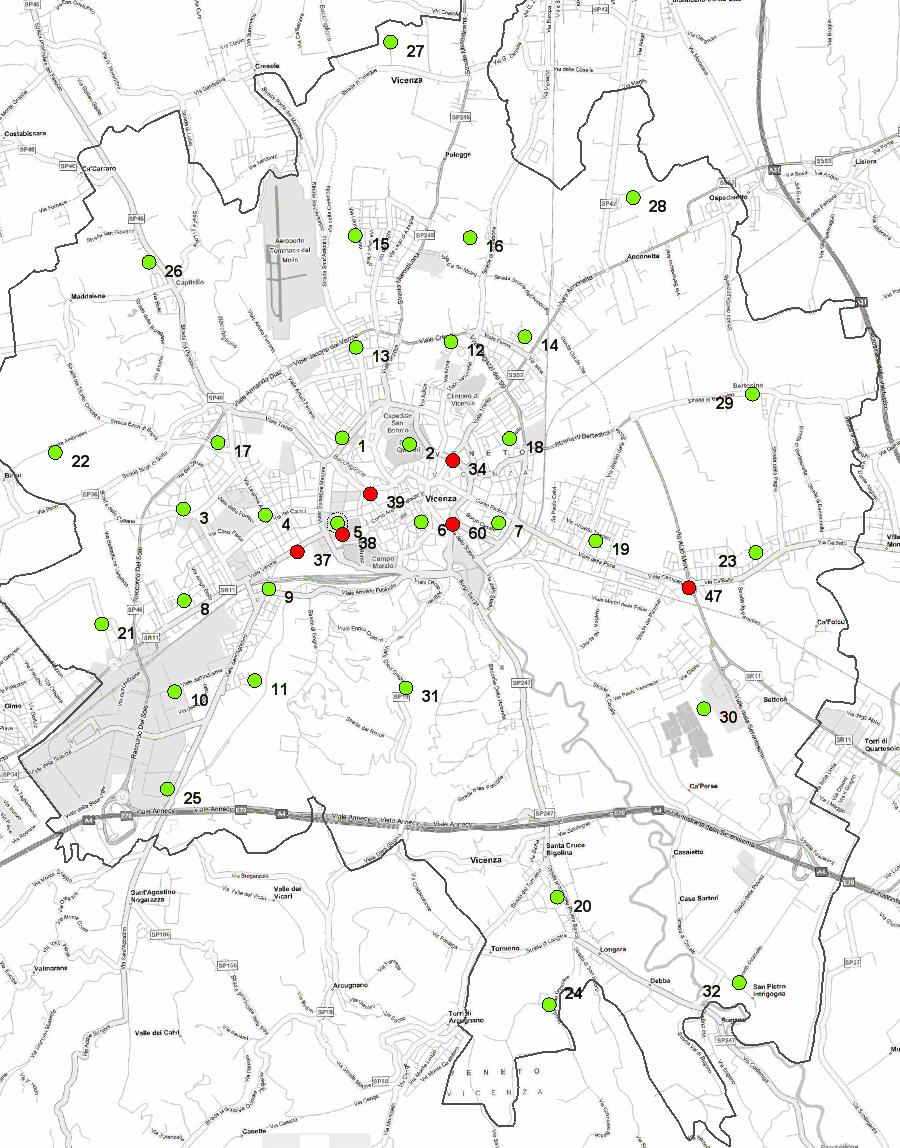 5.4 Punti di campionamento Mappa dei siti ( in rosso i punti