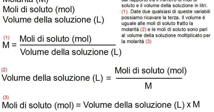 Concentrazione delle soluzioni: molarità (M) La concentrazione di una soluzione rappresenta la quantità di soluto presente in una data quantità di soluzione e può essere