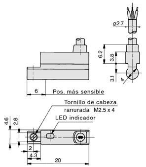 m Lunghezza cavi: 3m D-F9PV In linea Perpendicolare In linea Perpendicolare 3 fili NPN PNP Relè, CI, PLC, 2, 24Vcc (4. 28V) ma 28Vcc 4mA.V (.8V con ma corrente di carico) D-F9N 7 37 µa con 24Vcc 8mA.