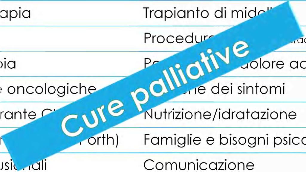 La mappatura delle competenza in oncologia Chemioterapia Bioterapia Radioterapia Emergenze oncologiche Terapia durante CHT Accessi venosi (PICC, Porth) Pompe infusionali Trapianto