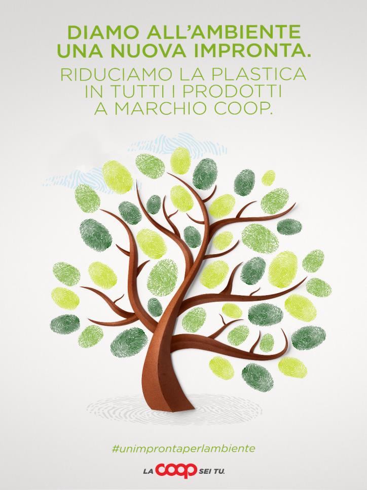 «COOP PER L AMBIENTE» I NOSTRI IMPEGNI RIDUZIONE PLASTICA da tutti i prodotti a marchio (in assoluto e con uso di riciclato) ADESIONE PLEDGING CAMPAIGN DELLA COMMISSIONE EU (Unica GdO italiana e