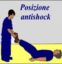 LA POSIZIONE ANTISHOCK Ø Sollevare le gambe dell infortunato, aiutandosi con sedie o altri oggetti e se non è possibile, mantenere sollevate le gambe con le