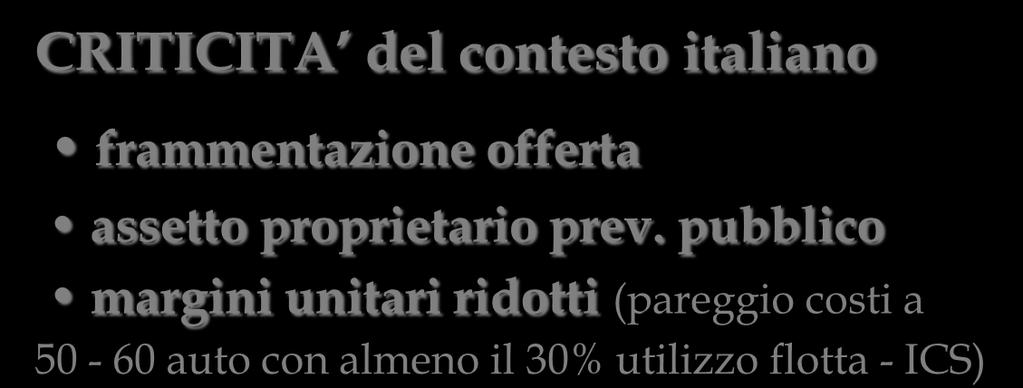 CRITICITÀ CRITICITA del contesto italiano