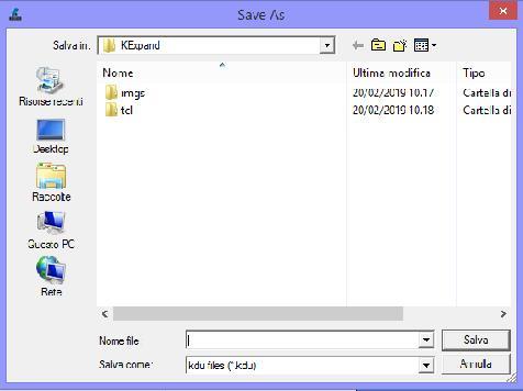 Questo file può essere copiato nella chiavetta USB e caricato poi sull'unità o riaperto con il software K-EXPAND. Il formato del file è in automatico.kdu e non è modificale.