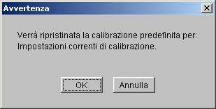 CALIBRAZIONE 41 Ripristino delle misurazioni predefinite di calibrazione Utilizzare la seguente procedura per ripristinare le misurazioni predefinite di calibrazione.