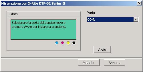 Seguire le istruzioni sullo schermo per inserire la pagina delle misurazioni nel DTP32. NOTA: Il densitometro DTP32 Series II non dispone delle guide per i bordi per la pagina.