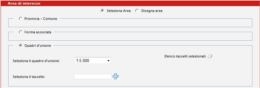 La selezione per Area personalizzata può essere fatta anche con la modalità Disegna area,