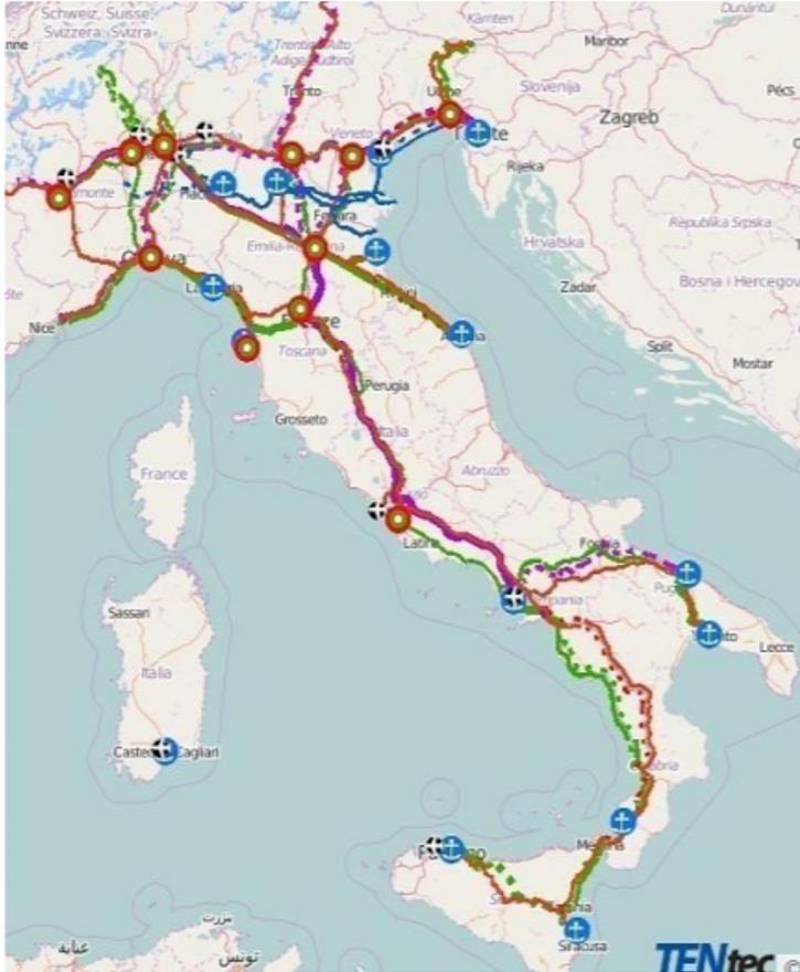 3. Il ruolo dell Europa I corridoi europei I corridoi europei di interesse per l Italia Riduzione dei gap infrastrutturali tra i paesi membri Miglioramento delle interconnessioni tra reti nazionali e
