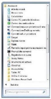 clic su Start/Tutti i programmi/ Accessori