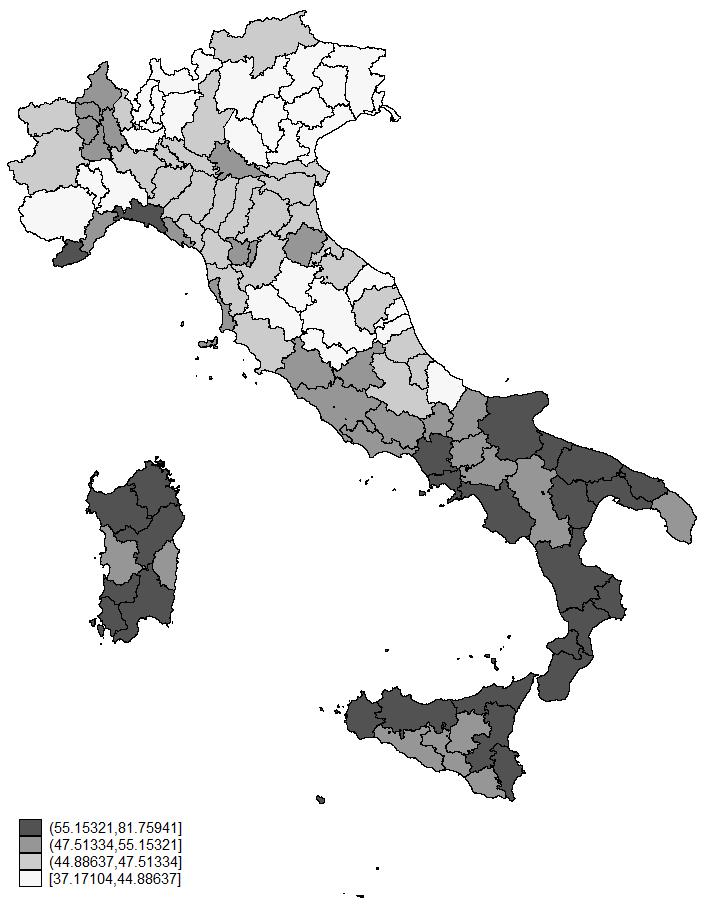 Aggiornamento dell indice di deprivazione al 2011 e cfr con 1991 e 2001 Indice di deprivazione: 1991 Indice di