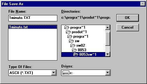 Il solo grafico attivo potrà essere salvato cliccando sull icona Save Files, dopodichè, si entrerà nella finestra File Save As, si digiterà il nome del file seguito dall estensione.rs2 (Draft) o.