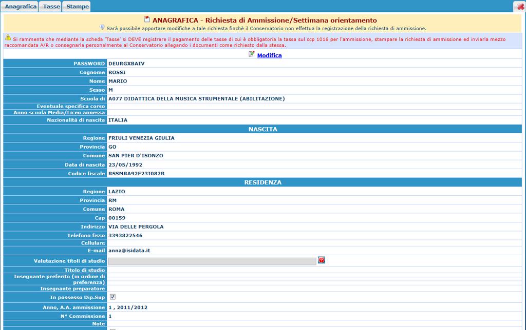 Gestione richieste di ammissione.