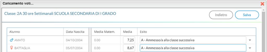 Apre l anteprima del verbale selezionato. Stampa il modello in formato PDF. Inserimento rapido Credito Integrazione Media Esito (scuola sec.