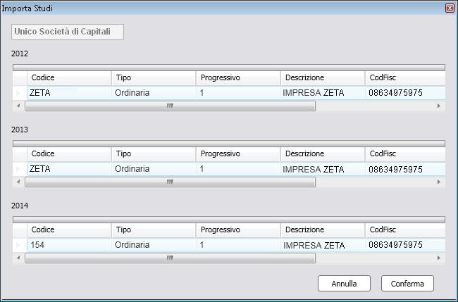 IMPORT QUADRO T STUDI DI SETTORE La funzione è raggiungibile al percorso di menù Dichiarazione Importa/esporta Studi di settore quadro T; per il soggetto corrente rileva in automatico le