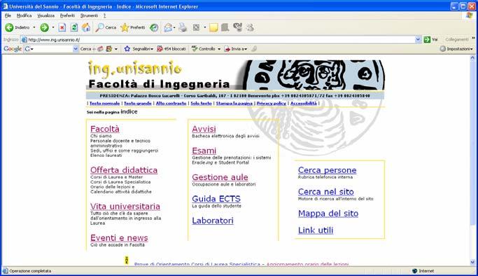 Il sito web della facoltà