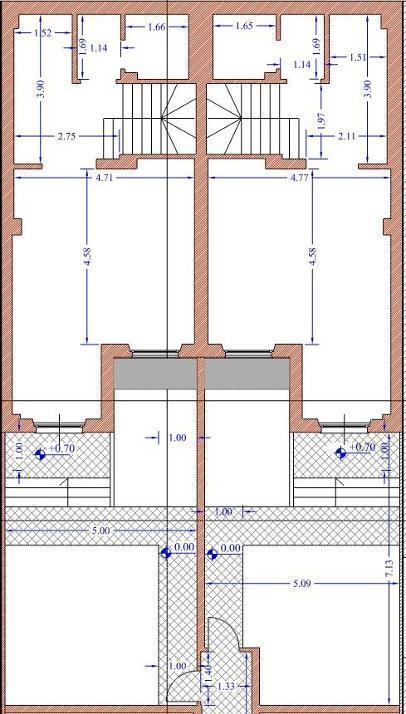 Interno 5 Orientamento: Interno complesso Tipologia: Villetta Piano: Piano Terra-Primo-Taverna Piano Terra: 52 Mq Piano Primo: 52 Mq Taverna: 42 Mq Giardino: 39 Mq Terrazza: 9 Mq Terrazza a tetto: 27