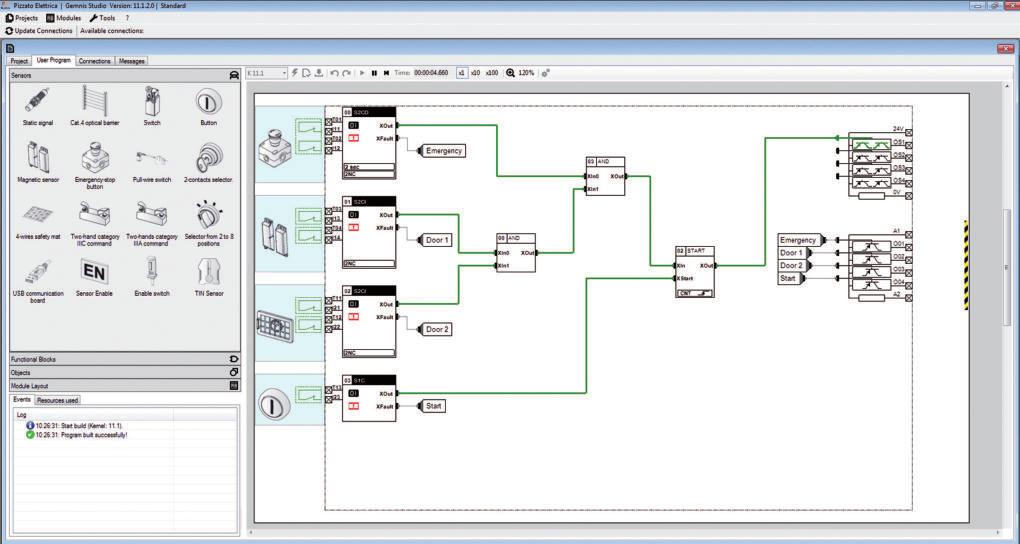 Moduli di sicurezza multifunzione programmabili Simulazione è dotato di un ambiente di simulazione utile per effettuare prove sul Programma Applicativo che si sta realizzando e verificarne il