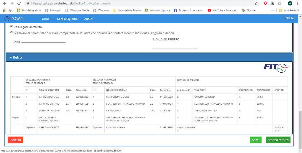 CONTROLLARE SE TUTTI I RISULTATI SONO CORRETTI QUINDI CLICCARE SU SCARICA REFERTO UNA VOLTA SCARICATO IL REFERTO ANDRA' FIRMATO E SPEDITO PER MAIL INSIEME ALLE