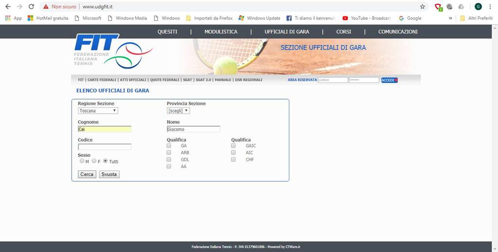 INSERITE QUINDI I DATI DEL GIUDICE DI