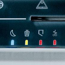 I vari stati della macchina sono segnalati tramite Led luminosi sul pannello Touch Screen incluso la segnalazione di Energy Smart per il risparmio di