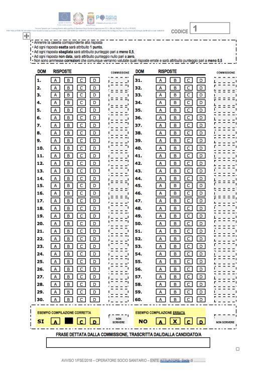 DELLE RISPOSTE AVVISO 1/FSE/2018 OPERATORE