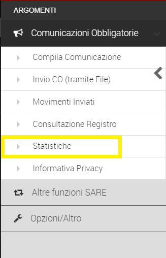 9 STATISTICHE Ciascun utente collegato al sistema può visualizzare i dati delle CO inserite, lavorate e inviate, sotto forma di rappresentazioni grafiche dei dati statistici che sono facilmente