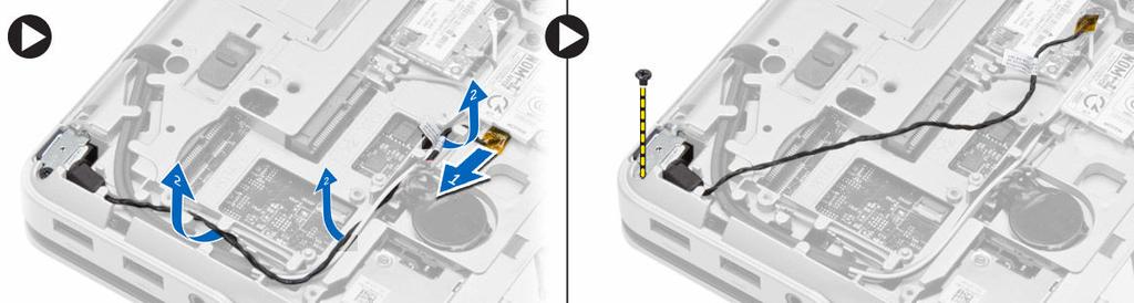 coperchio della base b. batteria 5. Seguire le procedure descritte in Dopo aver effettuato gli interventi sui componenti interni del computer. Rimozione del connettore di rete 1.