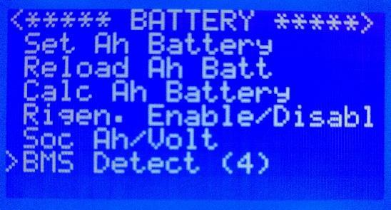 Spostare il cursore a fianco della scritta Battery tramite i tasti freccia su e freccia giù, e premere il tasto ENTER.