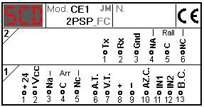 CE1-2PSPFC 1 COLLEGAMENTI MORSETTIERE e RELATVE FUNZIONI MORSETTO SIGLA DESCRIZIONE Morsettiera 1 1 + 24 Vcc Alimentazione: 24 Vcc ( disponibile anche anche 24 115-230 Vac ) 2 - ( controllare sempre