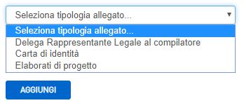 Figura 25: Elenco allegati obbligatori È possibile visualizzare e selezionare dal menù a tendina gli allegati da caricare nel sistema (Figura 26).