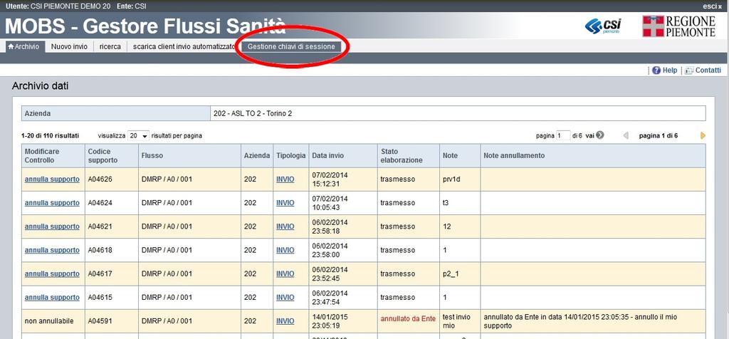 Premendo l etichetta [Gestione chiavi di