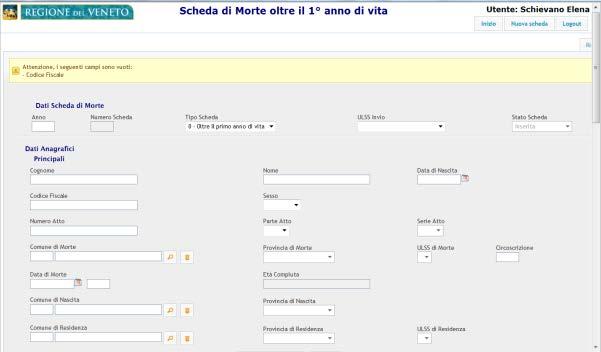 Data-entry (registrazione schede) Archivio delle Schede di Morte Acquisizione delle