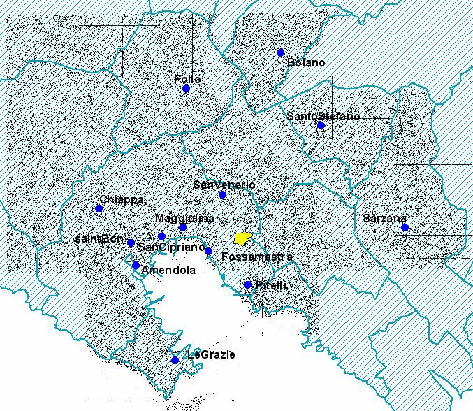 Mappa delle stazioni di rilevamento Stazione Distanza (km) Follo 6.8 Bolano 8 S.