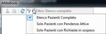 È possibile ricercare i pazienti impostando il filtro di ricerca, cliccando sull icona relativa - Elenco Pazienti Completo => tutti i pazienti arruolati - Solo Pazienti con