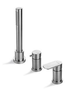 mod. V01160 Gruppo bordo vasca con deviatore e set doccetta. Complete set of: deck mounted mixer with diverter and complete hand shower set. mod.