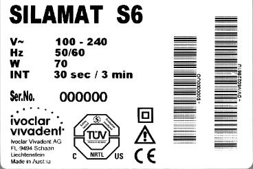 Sicurezza Uso previsto Silamat S6 è un miscelatore universale per amalgama, cementi vetroionomerici e altri materiali dentali predosati in capsula e siringa.
