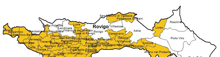 LA CARTOGRAFIA DEI OBBLIGATI DELLA PROVINCIA DI ROVIGO Comuni con pop. 0-. 5.