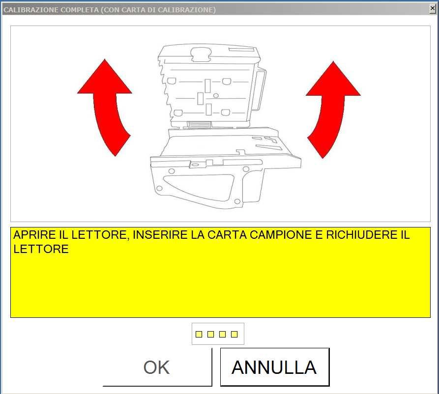 Una volta scelta l opzione, o immediatamente se non sono state abilitate le funzionalità avanzate nel menu Opzioni / Opzioni avanzate, partirà la calibrazione.