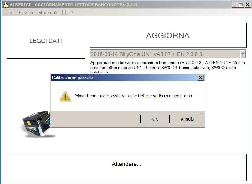 Calibrazione Parziale Se si sceglie di fare la Calibrazione parziale, e sono state abilitate le funzionalità avanzate nel menu Opzioni / Opzioni avanzate, il programma chiederà di scegliere fra