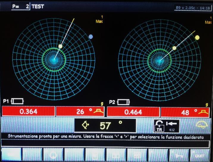 Guida introduttiva: Risulati della prova Premendo il tasto polare degli squilibri.