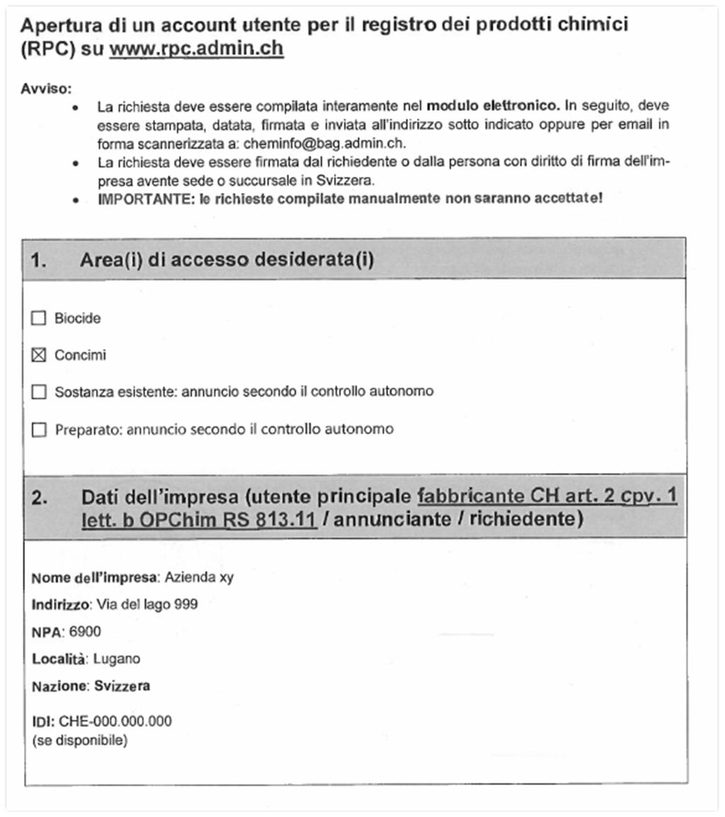 Compilazione del modulo Il modulo per l apertura di un account utente principale può essere scaricato dal sito Internet: UFAG o https://www.anmeldestelle.admin.