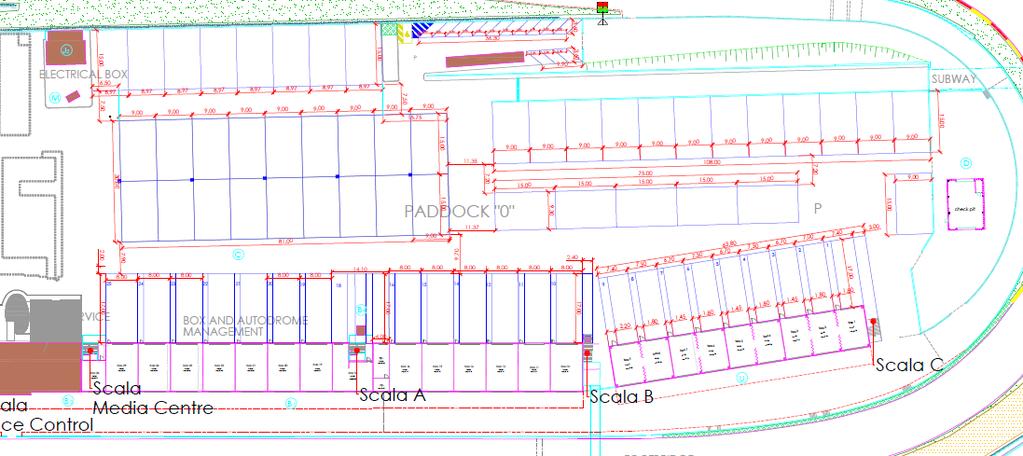 ATTACCHI ELETTRICI / IDRICI PADDOCK PRINCIPALE n.1 32A 3+N+T n.1 16A 3+N+T n.4 16A Mono TV + ACQUA (water) n.2 32A 3+N+T n.