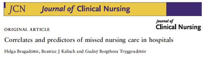 Nurse Staffing Missed Care Questo studio ha dimostrato che molte caratteristiche dello staffing, dell ospedale, dell unità operativa e del tipo di Teamwork sono correlate con le